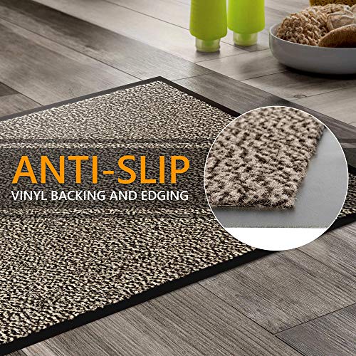 GadHome Felpudo de Entrada Beige 40x60 cm | Alfombra Exterior para Puerta, Impermeable, Lavable para Atrapar Suciedad para Recibidor | Alfombrilla Antideslizante, Pasillo, Cocina, Dormitorio