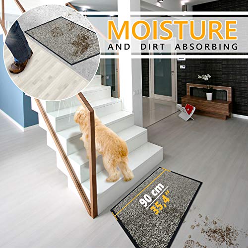 GadHome Felpudo de Entrada Beige 60x90 cm | Alfombra Exterior para Puerta, Impermeable, Lavable para Atrapar Suciedad para Recibidor | Alfombrilla Antideslizante, Pasillo, Cocina, Dormitorio