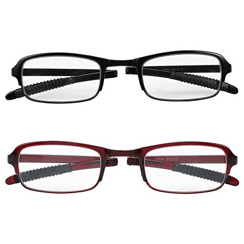 Gafas de lectura - Gafas de presbicia, gafas plegables portátiles de lectura de presbicia con 5 tipos 2 piezas (Design : Red1.5)