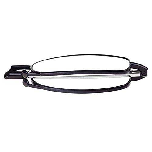 Gafas de Lectura Plegables Hombre +1.5(50-54 años) Negro Gafas Presbicia Vista Metal Montura Regulable con Mini Estuche Flip-Top