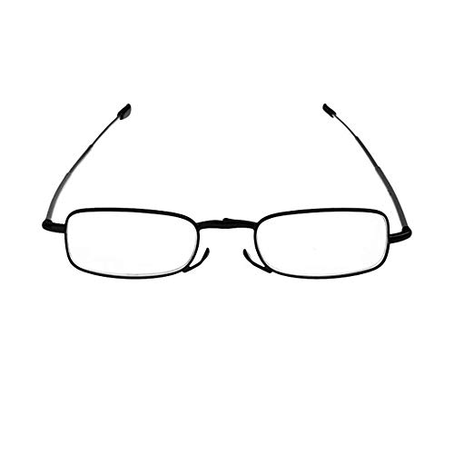 Gafas de Lectura Plegables Hombre +1.5(50-54 años) Negro Gafas Presbicia Vista Metal Montura Regulable con Mini Estuche Flip-Top