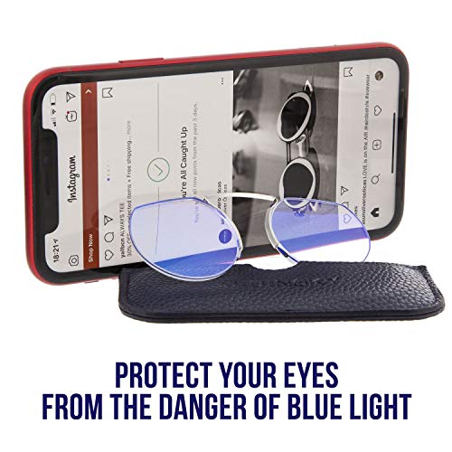 Gafas de Lectura sin Patillas Graduadas Anti-bluelight para Hombre y Mujer. Anti-reflejantes y Anti Luz Azul Flexibles Irrompibles de Bolsillo. Black +2.5 – HERMITAGE ROUND