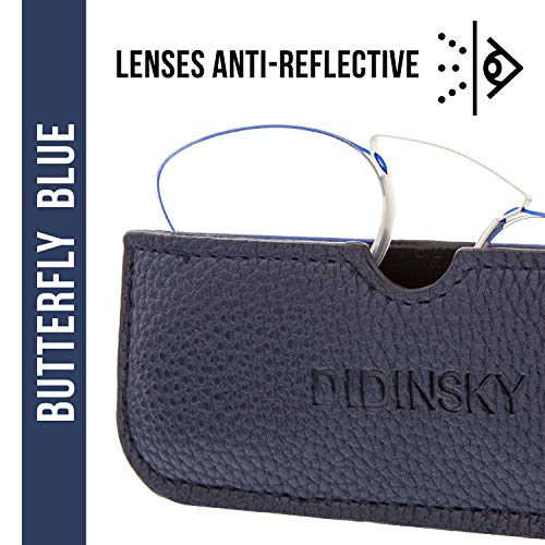 Gafas de Lectura sin Patillas Graduadas Anti-bluelight para Hombre y Mujer. Anti-reflejantes y Anti Luz Azul Flexibles Irrompibles de Bolsillo. Blue +1.5 – HERMITAGE BUTTERFLY