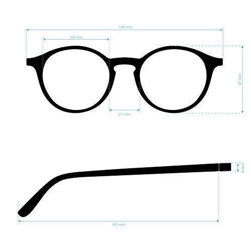 Gafas de Presbicia con Filtro Anti Luz Azul para Ordenador. Gafas Graduadas de Lectura para Hombre y Mujer con Cristales Anti-reflejantes. Graphite 0.0 – UFFIZI