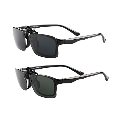Gafas de sol con clip en la lente polarizada Flip Up, Gafas de sol unisex Sin marco con clip en gafas de sol con receta Filtro de gafas Luz fuerte para anteojos de miopía 2-Pack
