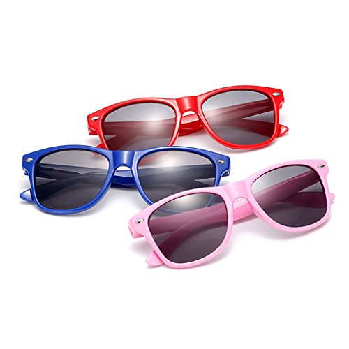 Gafas de sol de niño estilo viajero UV400 estructura flexibles, clásicas, estilo retro, para niños y niñas, azul