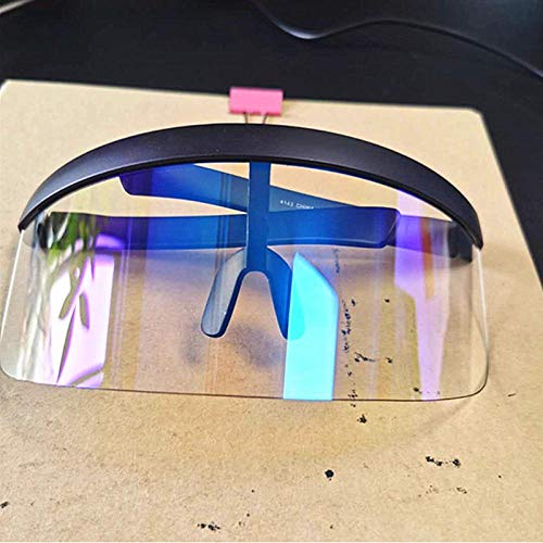 Gafas De Sol Gafas De Sol De Moda Mujeres Hombres Gafas De Sol Gafas De Sol Marco Grande Visera Hombres Gafas A Prueba De Viento Negro-Clearblue