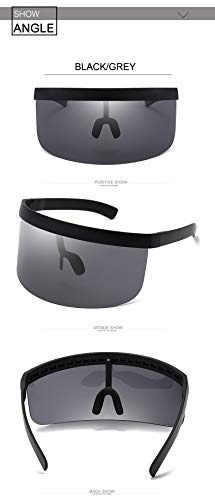 Gafas De Sol Gafas De Sol De Moda Mujeres Hombres Gafas De Sol Gafas De Sol Marco Grande Visera Hombres Gafas A Prueba De Viento Negro-Clearblue