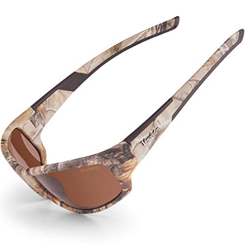 Gafas de sol polarizadas Verdster Camo – Protección UV – Gafas de Sol Marrones con Diseño de Camuflaje con Lentes de color Ámbar – Ideales para Pescar – Una Funda Suave y un Paño de Limpieza Incluidos