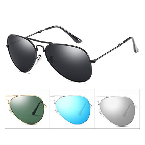 Gafas Gafas de Sol polarizadas para Hombres Que conducen Rana Espejo Moda Metal clásico Marco Redondo Gafas piloto Gafas (Color : 01Green, Size : Gratis)