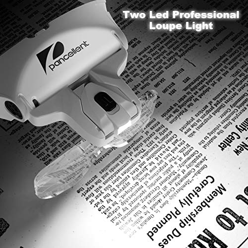 Gafas Lupa de 2 Luces LED Lupa de Cabeza con 5 Lentes Intercambiables de Gran Aumento y 9 Pinzas de Precisión para Coser, Relojero, Reparaciones, Soldadura, Móvil, Artesanía
