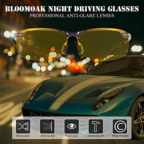 Gafas Nocturna | Gafas de sol - Para la pesca/Conducción nocturna/Reducción de riesgos | Antideslumbrantes/Protección UV400 de Ojos/HD Vision nocturna/Marco de metal/Ultra Light/Unisexo