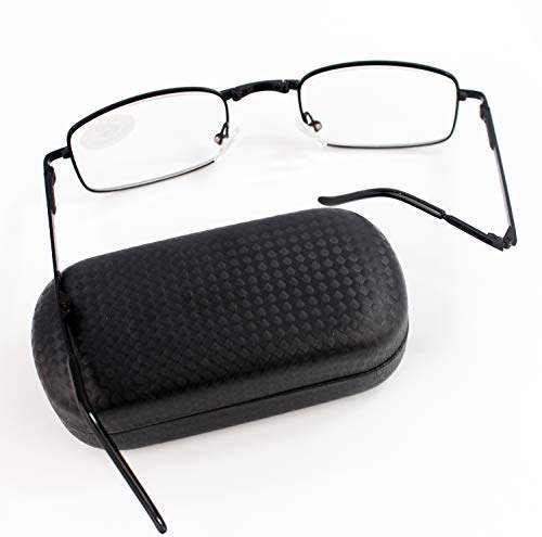 Gafas Plegables de Lectura Vista Cansada Presbicia, Graduadas Dioptrías +1.00 hasta +4.00, Gafas de Hombre y Mujer Unisex con Montura Fina, Bisagras Standard, Para Leer, Ver de Cerca (1.0 x, Negro)