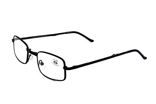 Gafas Plegables de Lectura Vista Cansada Presbicia, Graduadas Dioptrías +1.00 hasta +4.00, Gafas de Hombre y Mujer Unisex con Montura Fina, Bisagras Standard, Para Leer, Ver de Cerca (1.0 x, Negro)