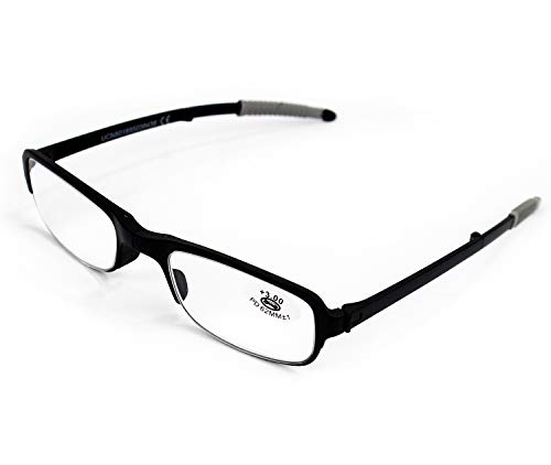 Gafas Plegables de Lectura Vista Cansada Presbicia, Graduadas Dioptrías +1.00 hasta +4.00, Gafas de Hombre y Mujer Unisex con Montura Fina, Bisagras Standard, Para Leer, Ver de Cerca (3.0 x, Gris)