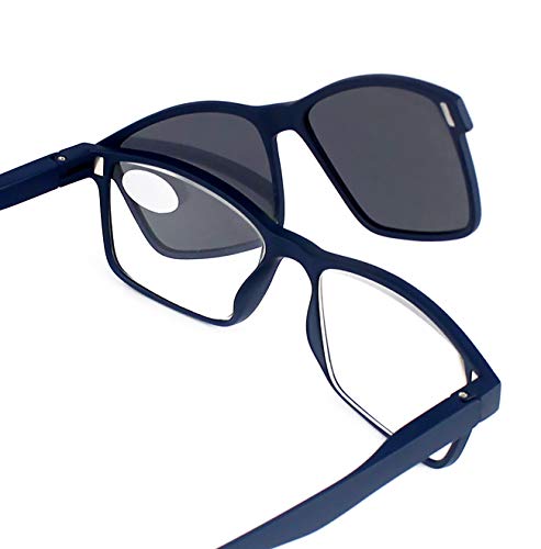 Gafas Sol Presbicia, Gafas de Lectura Polarizadas con Imán Clip para Sol, Gafas de Presbicia Vista Cansada Presbicia (+150, Azul)