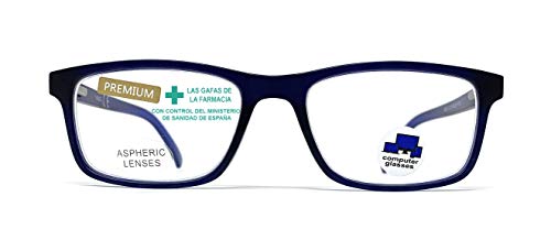Gafas ver de cerca, lectura con Filtro Luz Azul, Ordenador Gaming Móvil, Protección Antifatiga - Venice Coti Dioptría (1-1,50-2 - 2,50-3 - 3,50) (Azul, Graduación +1,50)