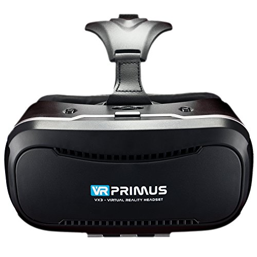 Gafas VR VR-PRIMUS VX3 + Mando | para Smartphone 's p.ej. iPhone,Samsung Galaxy,HTC,Sony,LG,Huawei | Google Cardboard QR,Botón de Control,Augmented Reality | VR Box,Glasses,Shinecon,Controlador