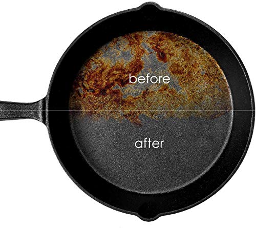 GAINWELL Limpiador de Malla de Acero Inoxidable Limpiador de Hierro Fundido 10cm con Cepillo de Limpieza de Madera