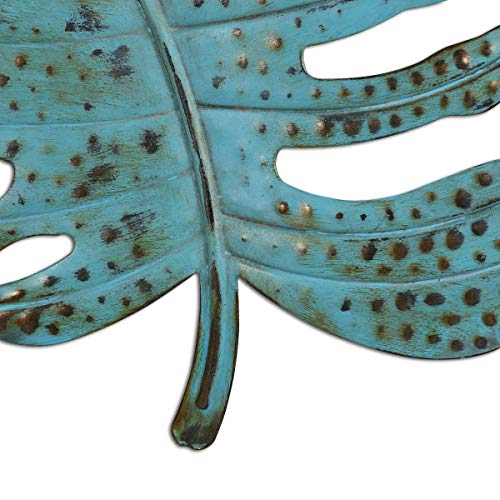 Galapara Decoracion de Pared, Blue Leaf Wall Art Iron Leaf Decoración de Pared de Metal de Hierro Decoración de Pared de Arte para el hogar Adorno Colgante de Pared