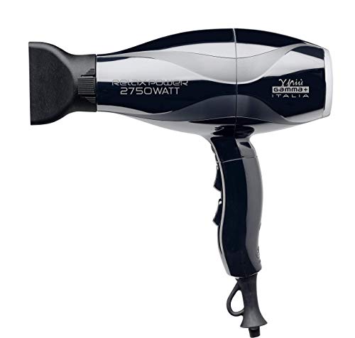 GAMMAPIU' Secador de Pelo Profesional Relax Power, 100% Made in Italy, Generador de Iones, 3 Temperaturas, 2 Concentrator, Secadora para Cabello, Ligero, Potente, Rejilla Recubierta Turmalina, W 2750