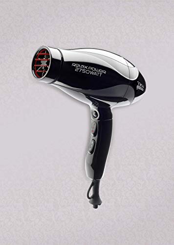 GAMMAPIU' Secador de Pelo Profesional Relax Power, 100% Made in Italy, Generador de Iones, 3 Temperaturas, 2 Concentrator, Secadora para Cabello, Ligero, Potente, Rejilla Recubierta Turmalina, W 2750