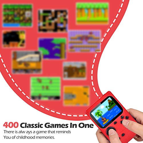 Gamory Consola de Juegos Portátil Consola Retro 400 Juegos Clásicos y Pantalla a Color de 2.8 Pulgadas para 2 Jugadores Soporte TV Juegos Portátiles Consolas Juega 3 Horas para Niños y Adultos