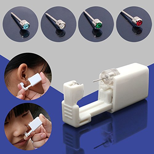 Ganquer Kit de Pistola Perforadora de Perno Perforado de Seguridad de Cuerpo estéril desechable de Oreja de 3 mm.(Azul)