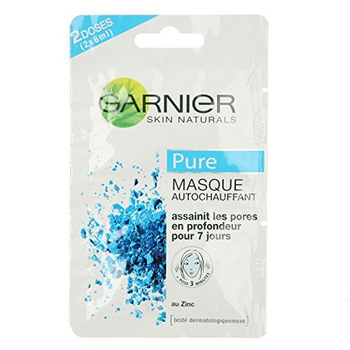 Garnier Skin Naturals - Mascarilla autocalentante de dos dosis – pieles mixtas con tendencia grasa – 2 x 6 ml