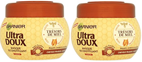 Garnier – Ultra DouxTrésors de Miel – Mascarilla para cabellos frágiles y quebradizos, 2 unidades
