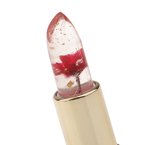 Gazechimp Cambio de Temperatura de Lápiz Labial con Flor Dentro de Larga Duración Resistente a Agua - rojo clásico