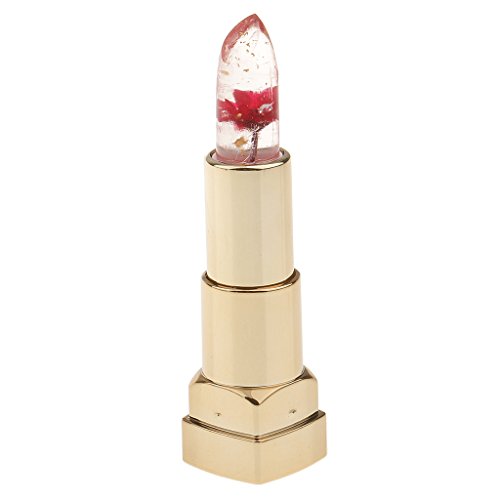 Gazechimp Cambio de Temperatura de Lápiz Labial con Flor Dentro de Larga Duración Resistente a Agua - rojo clásico