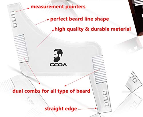 GCOA 2PCS Modelado de barba Plantilla de herramienta de estilo con un peine incorporado para una alineación y bordes perfectos, úselo con una herramienta para recortar barba para dar estilo a barba