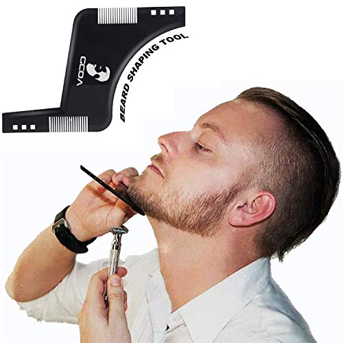 GCOA 2PCS Modelado de barba Plantilla de herramienta de estilo con un peine incorporado para una alineación y bordes perfectos, úselo con una herramienta para recortar barba para dar estilo a barba