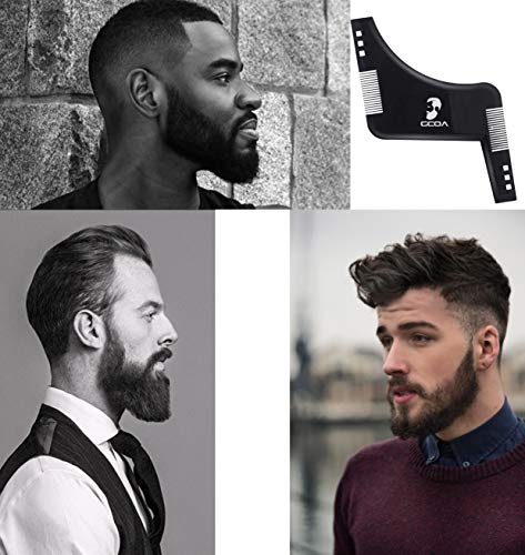 GCOA 2PCS Modelado de barba Plantilla de herramienta de estilo con un peine incorporado para una alineación y bordes perfectos, úselo con una herramienta para recortar barba para dar estilo a barba