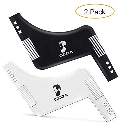 GCOA 2PCS Modelado de barba Plantilla de herramienta de estilo con un peine incorporado para una alineación y bordes perfectos, úselo con una herramienta para recortar barba para dar estilo a barba