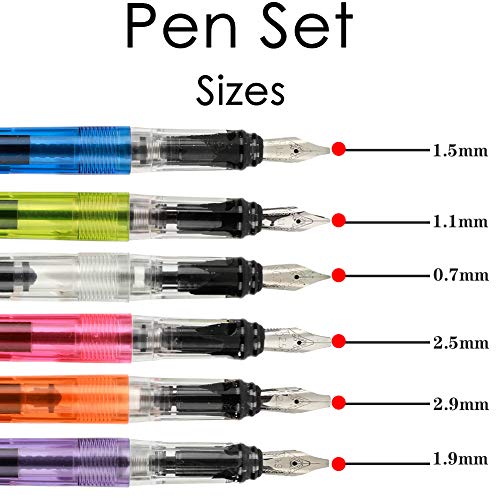 GCQUILL 6PCS Pluma Estilográfica con 20 Cartuchos de Tinta, Regalo para Navidad/ Año Nuevo/ Cumpleaños/ Fiestas