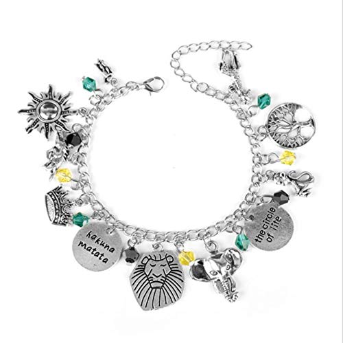 GDYX Pulsera De Encanto Tema Plata Corbata De Metal Pulsera Anillo De La Vida Da La Señora Rey León