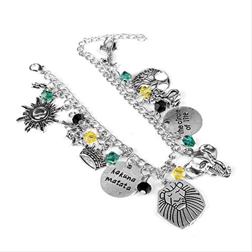 GDYX Pulsera De Encanto Tema Plata Corbata De Metal Pulsera Anillo De La Vida Da La Señora Rey León