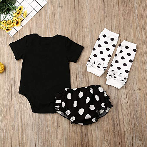 Geagodelia - Ropa para niña de Halloween con estampado de calavera para bebé + pantalones cortos + calentadores Negro 0- 3 meses
