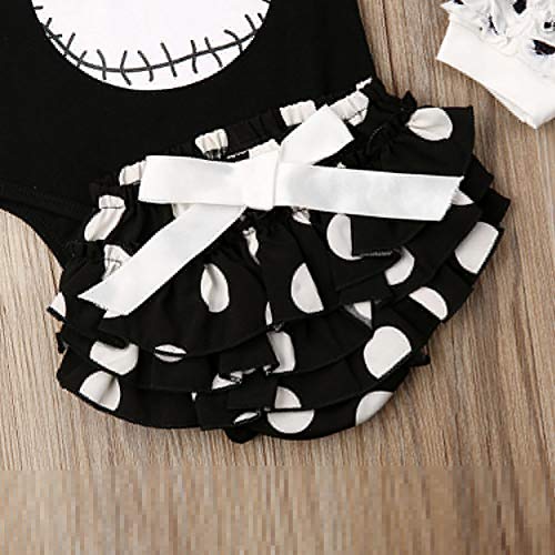 Geagodelia - Ropa para niña de Halloween con estampado de calavera para bebé + pantalones cortos + calentadores Negro 0- 3 meses
