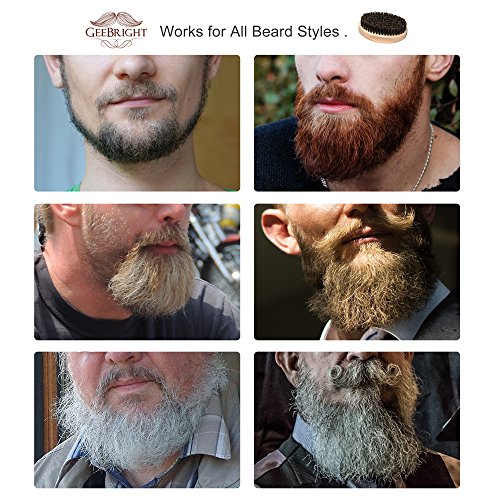 Geebright Cepillo de barba, Handemade barba de madera cepillo y peine kit con bolsa de viaje cepillo de cerdas de jabalí natural con peine de barba portable kit de la preparación para los hombres