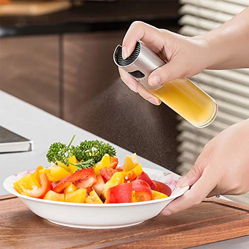 GeeRic Pulverizador de Aceite para cocinar Botella de Vidrio de Grado alimenticio de 3.4 onzas Capacidad para 2 onzas Dispensador de Aerosol de vinagre y Niebla para cocinar para cocinar Ensalada