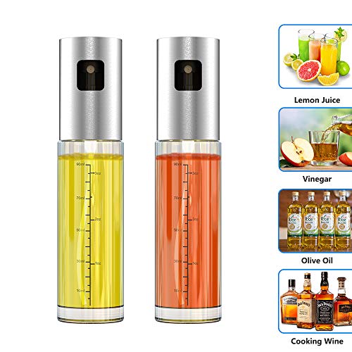 GeeRic Pulverizador de Aceite para cocinar Botella de Vidrio de Grado alimenticio de 3.4 onzas Capacidad para 2 onzas Dispensador de Aerosol de vinagre y Niebla para cocinar para cocinar Ensalada