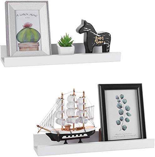 GEEZY - Juego de 2 estantes flotantes para colgar cuadros, Blanco, 45 x 10 x 5 cm