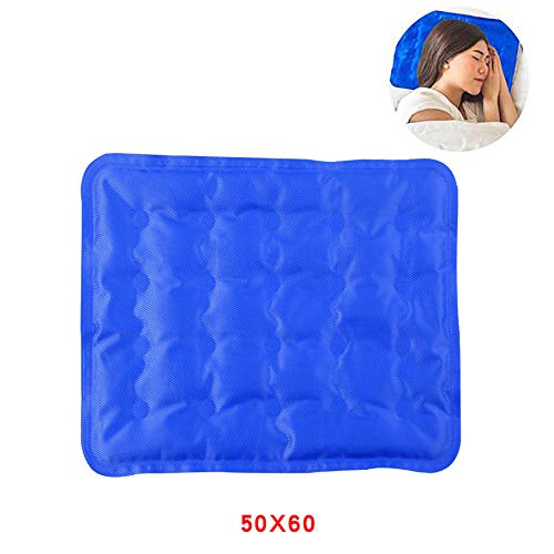 Gel de enfriamiento del cojín del amortiguador para las personas reutilizables de gel de usos múltiples esteras de enfriamiento, verano estera de enfriamiento para mejorar el sueño,Azul,50 * 60cm