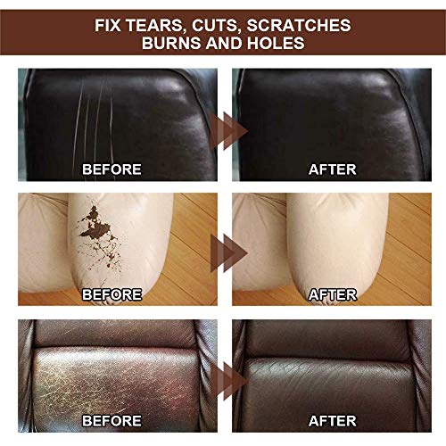 Gel de reparación de cuero avanzado, reparaciones de quemaduras, agujeros, rasgaduras y gubias, crema de reparación de cuero para muebles Sofá Asientos de coche Botas (Negro + blanco)
