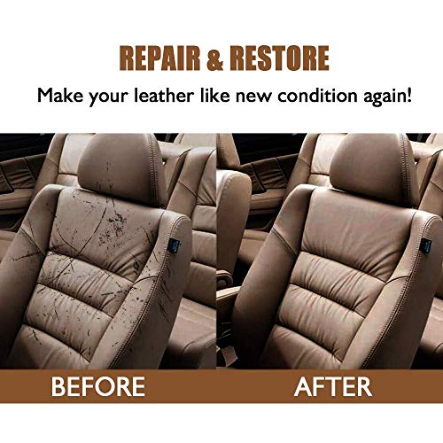 Gel de reparación de cuero avanzado, reparaciones de quemaduras, agujeros, rasgaduras y gubias, crema de reparación de cuero para muebles Sofá Asientos de coche Botas (Negro + blanco)
