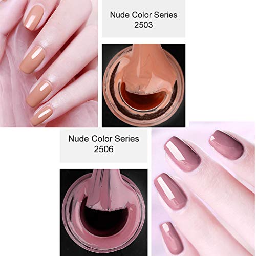 Gel Nail Polish Soak Off UV LED Esmalte Manicura Pedicura salón 5 Pack, 7ml (color desnudo)