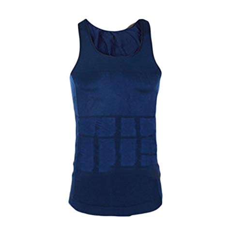 GELing Camiseta Interior Hombre Faja Chaleco Abdominal Entallada Reductora Moldeadora Adelgazante Azul XL